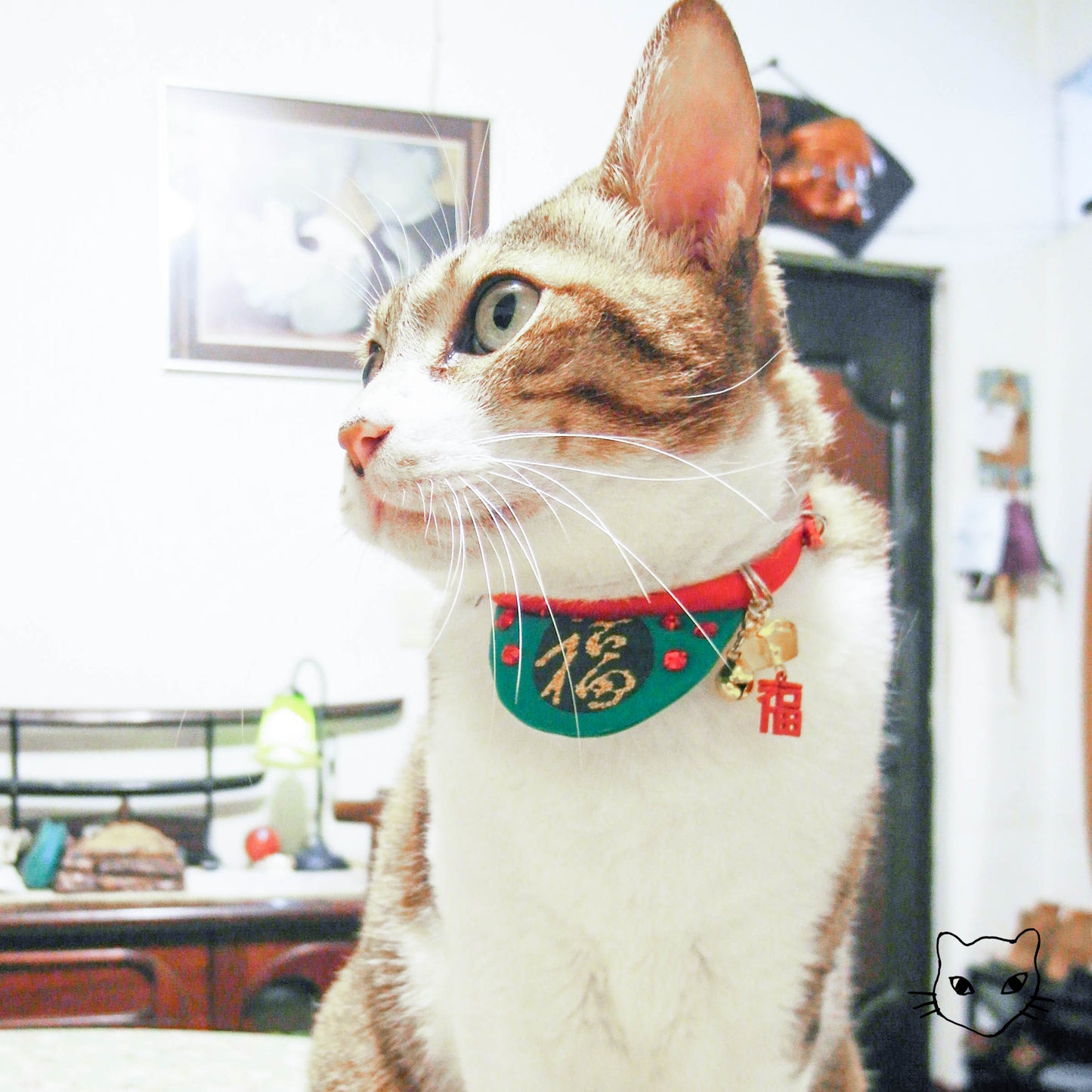 幸福滿滿福氣貓領片