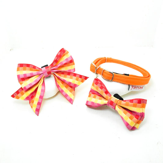 Orange frenzy flower buckle set